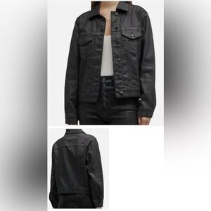 Rails Black Coated Denim Trucker Jacket